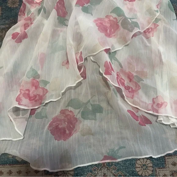 Social Tourist Asymmetrical Hem Chiffon Babydoll Top Size Medium - Picture 5 of 8